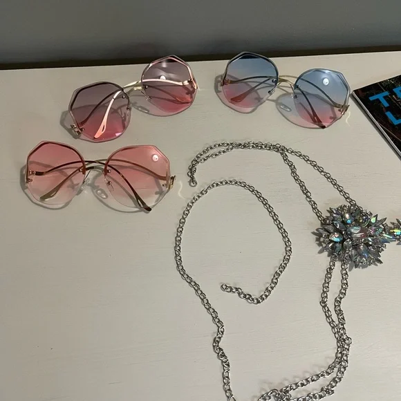 ❌SOLD❌ Rose Metal Geometric Retro Sunnies Sunglasses - Picture 6 of 7